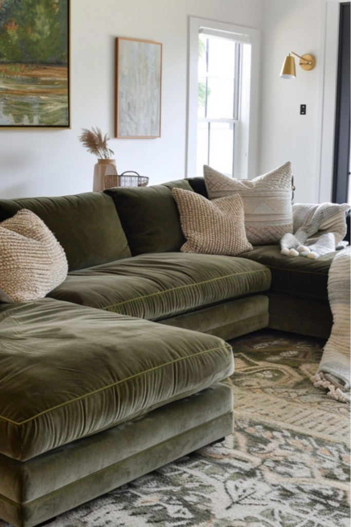 Comfortable sofa, puffy scatters and cosy throws Comfortable sofa, puffy scatters and cosy throws
